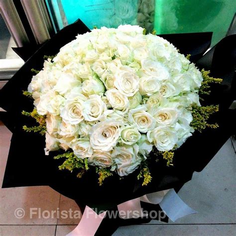 FLOWER BOUQUET 18 (PURE WHITE ROSES) - Florista Flower Shop