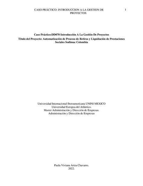 Caso Practico Gestion De Proyectos Proyectos Caso Pr Ctico Dd