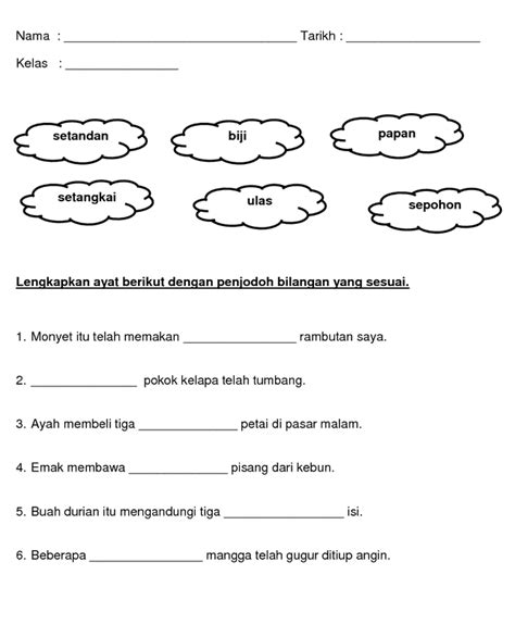 Latihan Penjodoh Bilangan Tahun Cikgu Nor Fitri Penjodoh Bilangan The