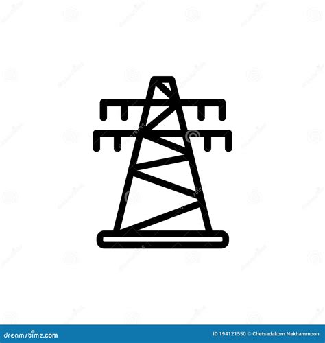 High Voltage Electric Post Thin Icon Isolated On White Background Stock