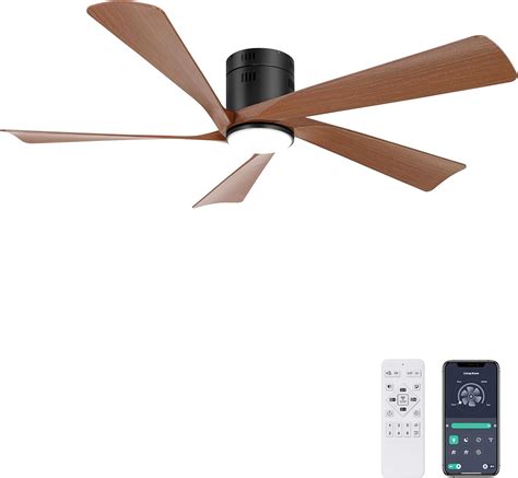 Ohniyou 52 Flush Mount Farmhouse Ceiling Fan With Lights Remote APP