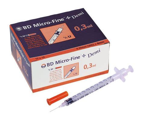 Bd 03ml Insulin Syringe And Needle 8mm X 30g Pack Of 100