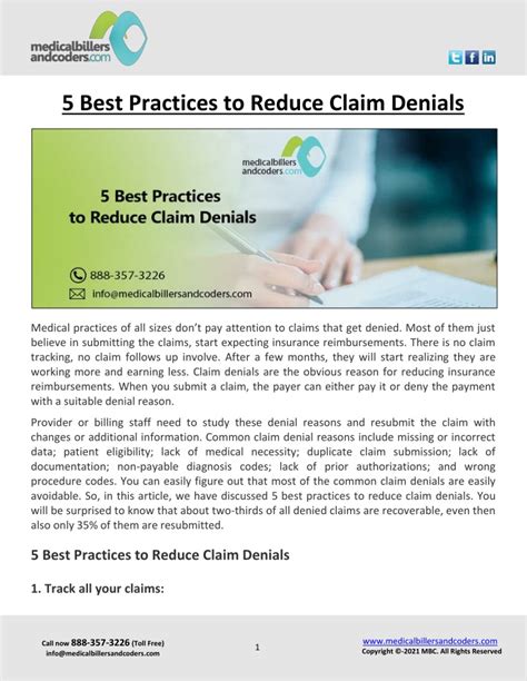 Ppt Best Practices To Reduce Claim Denials Powerpoint Presentation