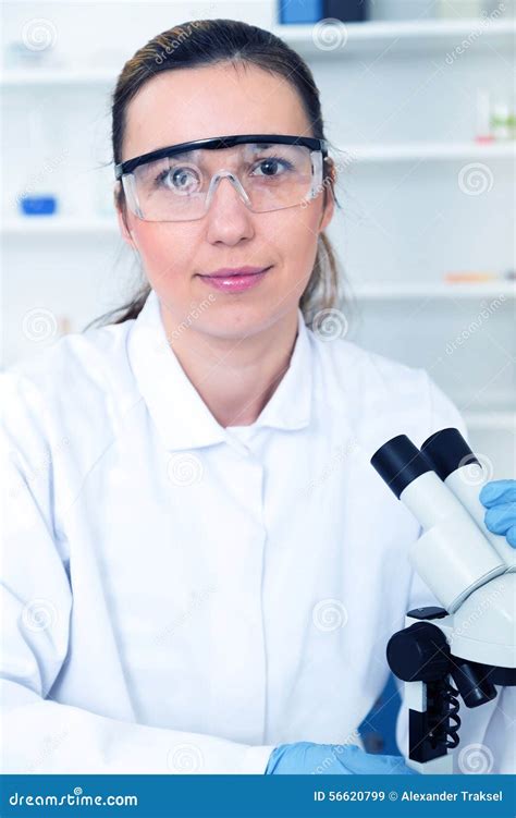 Serious Female Chemist Working In Laboratory Stock Image Image Of