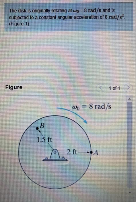 Solved The Disk Is Originally Rotating At Rad S And Is Chegg