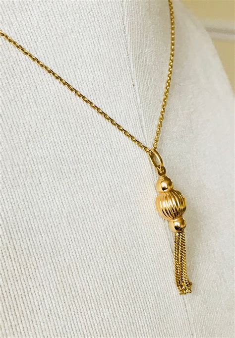 Stunning Vintage Ct Gold Tassel Necklace Fully Hallmarked