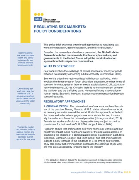 Regulating Sex Markets Policy Considerations Global Lab