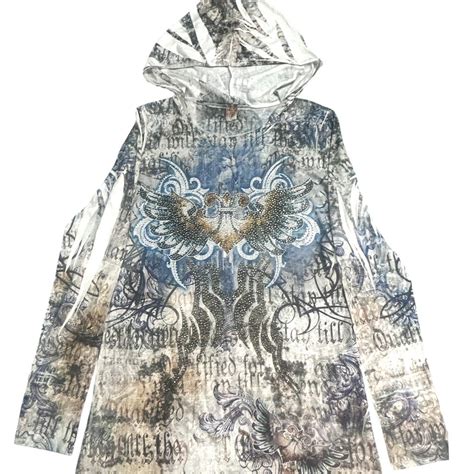 Affliction grunge hoodie with a unique design... - Depop