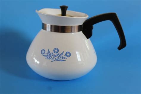 Vintage 1960s Corning Ware Blue Cornflower Tea Pot Corning Vintage