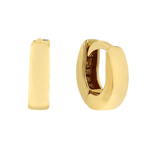 Yellow Gold Square Edge Hinged Huggie Hoop Earrings 10 Mm Borsheims