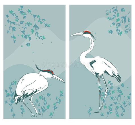 Hand Drawn Graphic Art Crane Bird Illustration Bird Vector Nature