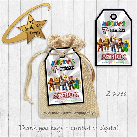 Roblox Personalised Birthday Party Thank You Tags X Or Digital By