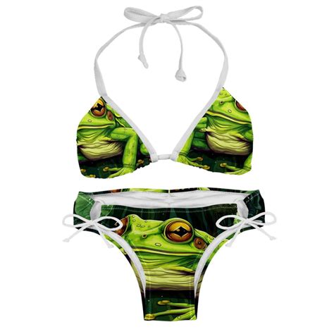 Frog Stylish Bikini Set With Detachable Sponge Adjustable Strap 2