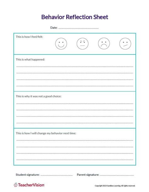 Student Behavior Reflection Graphic Organizer Teachervision