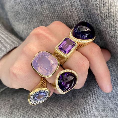 Large Lavender Moon Quartz Ring Stacked Jewelry Amethyst Jewelry