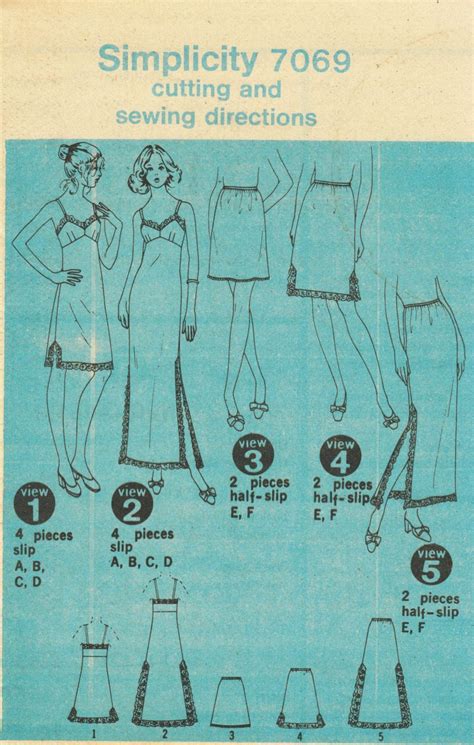 Misses Lingerie Stretch Knit Slip Half Slips Side Slit Sew Pattern Size Sewing