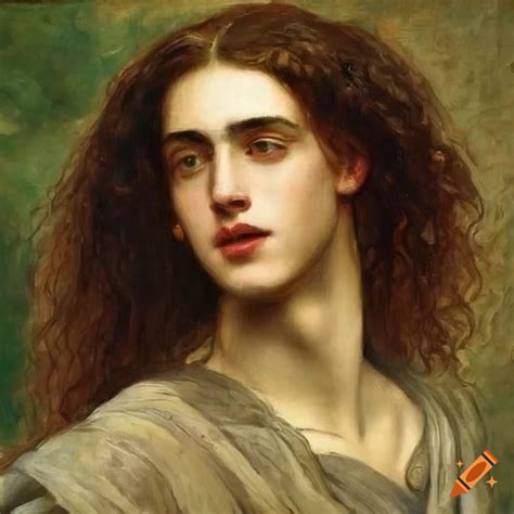 Portrait Of A Young Man With Long Hair In Pre Raphaelite Style On Craiyon