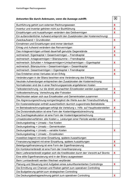 Kontrollfragen Lös Wintersemester Kontrollfragen Rechnungswesen