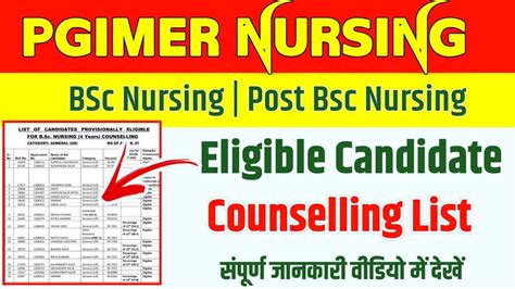 Pgimer Bsc Nursing Counselling Pgimer Chandigarh Pgimer B Sc Nursing