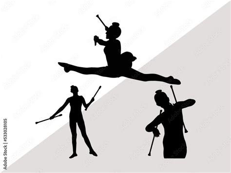 Vecteur Stock Baton Twirling Svg Majorette Baton Twirling Gymnastics