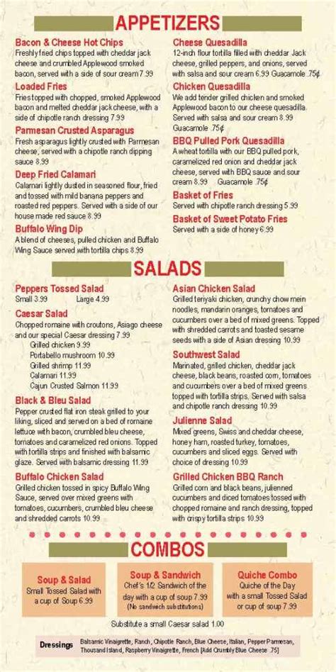 Peppers Deli Pasta Menu Canandaigua NY