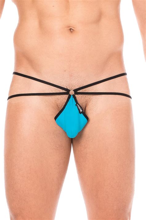 String bleu mini multi ficelles échancré homme lingerie homme pas cher