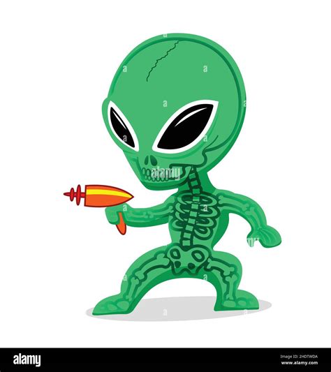 Lindo Pequeño Verde Personaje De Dibujos Animados Marcianos Alienígenas Con Piel Translúcida