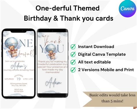 Onederful Invitation 1st Birthday Invitation Hot Air Balloon Invite 1st Birthday Party