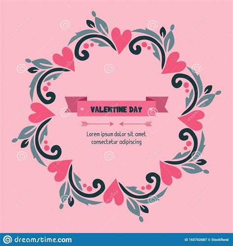 Text Valentine Day Love With Leaves Frame Vector Stock Vector Illustration Of Frame