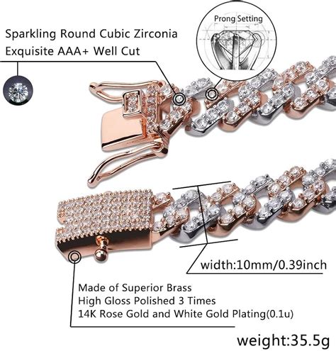 Buy TOPGRILLZ 10mm Iced Out Lab Diamond Prong Long Buckle Miami Cuban