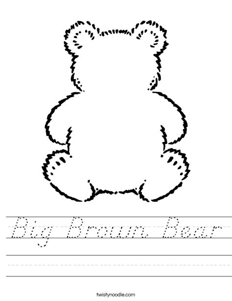 Big Brown Bear Worksheet Dnealian Twisty Noodle