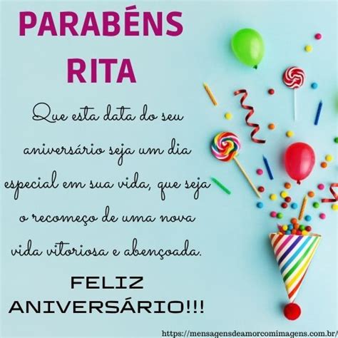 Feliz aniversario e parabens Rita mensagem de aniversário