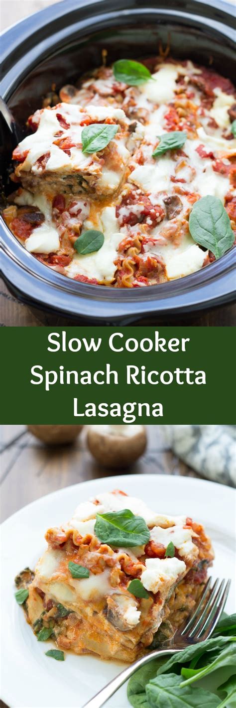 Slow Cooker Spinach Ricotta Lasagna