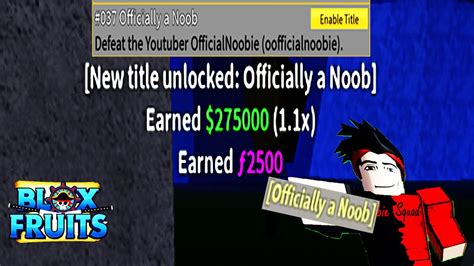 How To Get Officially A Noob Title Blox Fruits Update 15 Don T Read Description Youtube