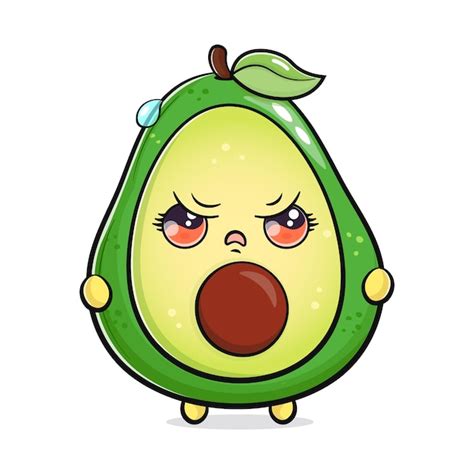 Lindo Personaje De Aguacate Enojado Vector Premium