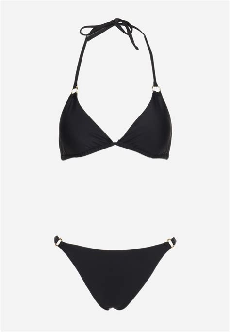 Czarne Bikini Cz Ciowe Majtki Figi I Biustonosz Wi Zany Na Plecach Calix Renee