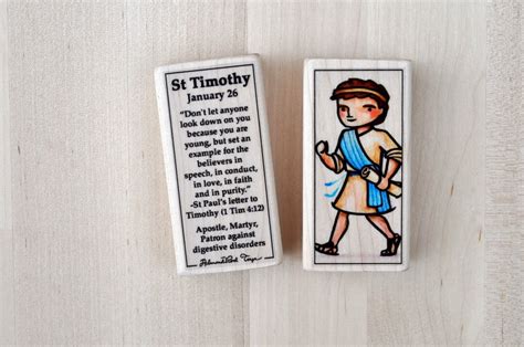 St Timothy Patron Saint Block With Gift Bag // Patron of Digestive ...