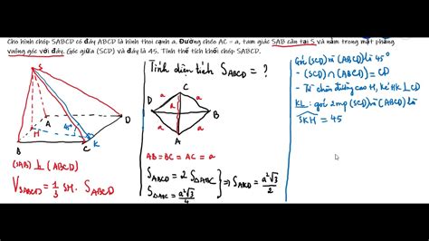 Thể tích khối chóp SABCD Đáy ABCD là hình thoi mặt bên SAB vuông