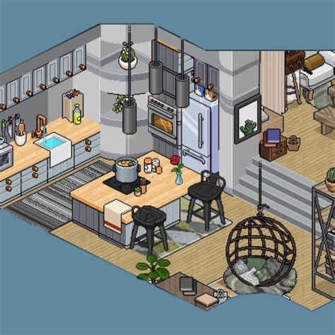 Tiny Modern Habbo Kitchen Interior Design Art Cabin Art Pixel Art Games