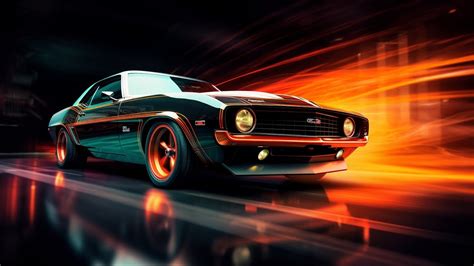 Neon Muscle Cars Long Exposure Style AI Created YouTube