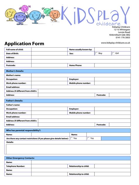 Printable Daycare Forms Admission Forms 2023