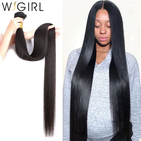 28 30 32 40 Inch 3 Brazilian Straight Hair Weave Bundles Deals Double Drawn Raw Unprocessed