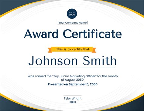 Award Certificate Template Edit Online And Download Example