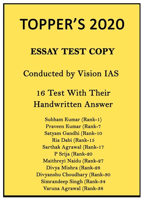 Vision Ias Topper S Essay Handwritten Test Copy Notes In