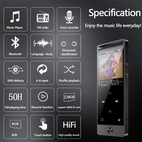 BENJIE S8 Metal Alloy Bluetooth MP3 Player 8GB FM Radio HiFi Music