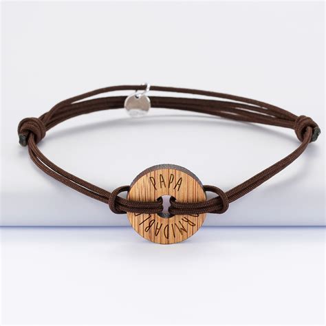 Bracelet Homme Personnalis M Daille Grav E Bois Cible Ronde Mm