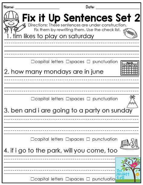 Sentence Corrections Worksheet Th Grade