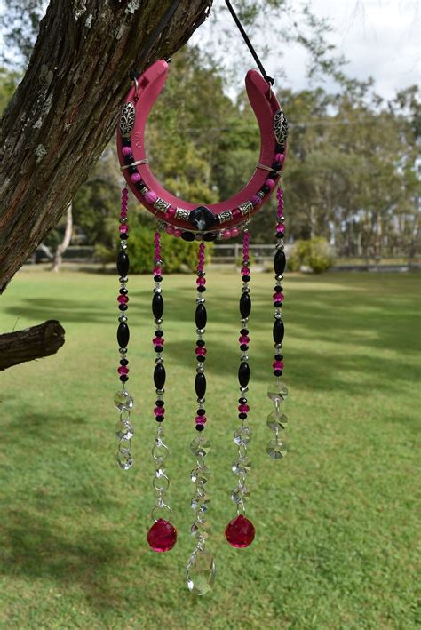 Horseshoe Crystal And Gemstone Suncatcher Horseshoe Art Horse Etsy