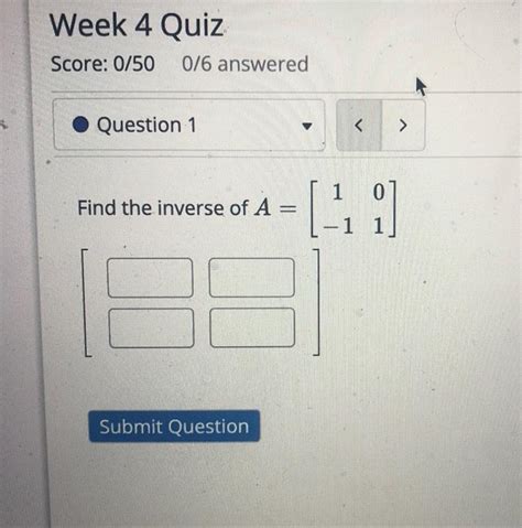 Solved Find the inverse of A=[1−101] | Chegg.com