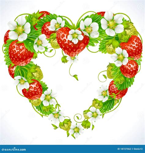 Strawberry Frame 3 Red Berry And White Flower Cartoon Vector